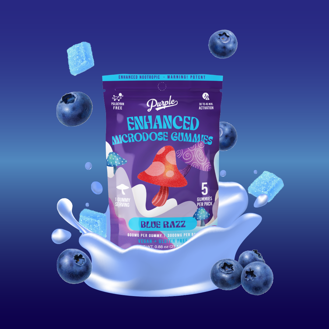 Purple Mushroom Enhanced Microdose Gummies | Strawberry – Purple Organics