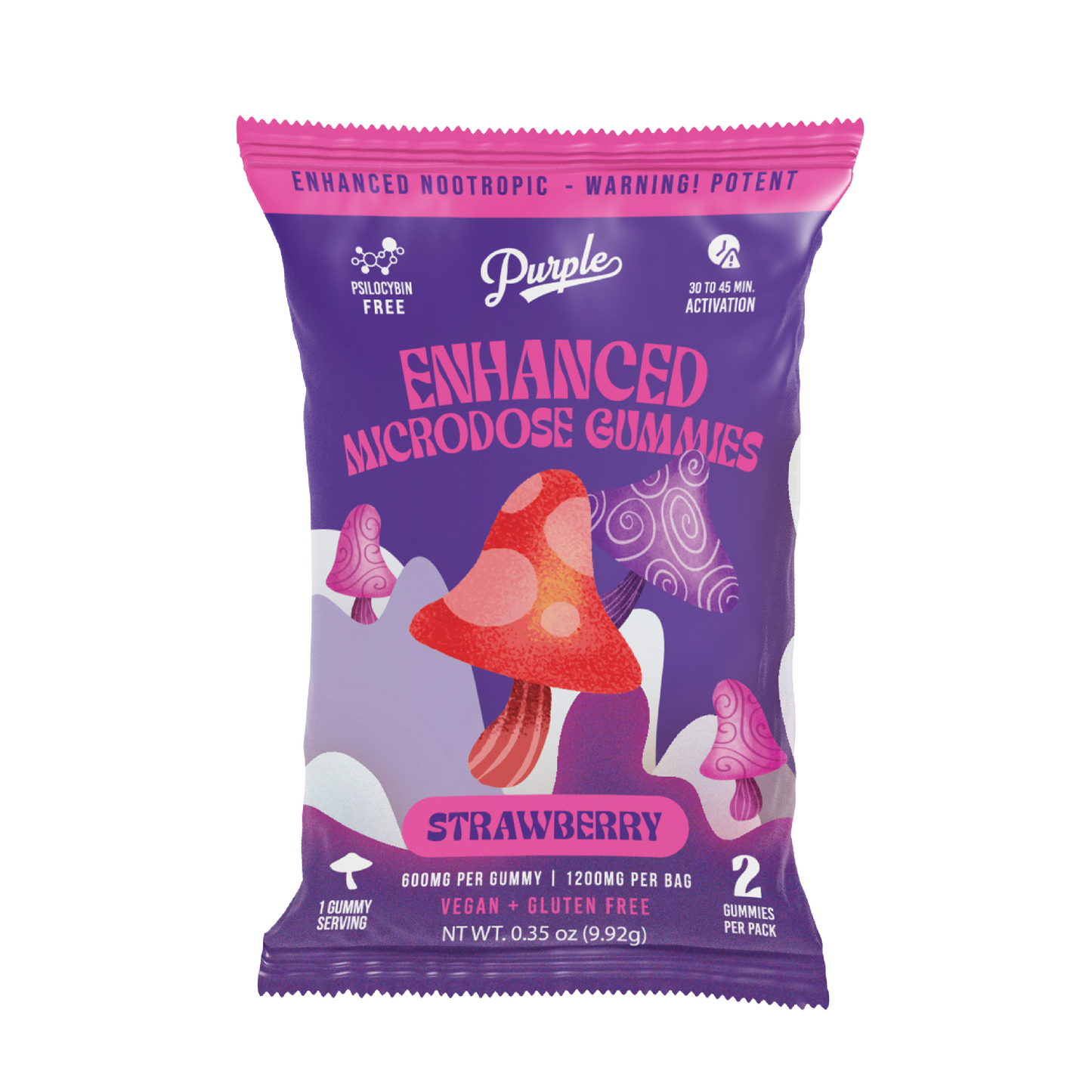 Purple Mushroom Enhanced Microdose Gummies | Strawberry