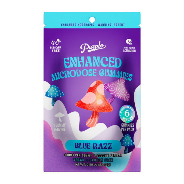 Purple Mushroom Enhanced Microdose Gummies | Blue Razz