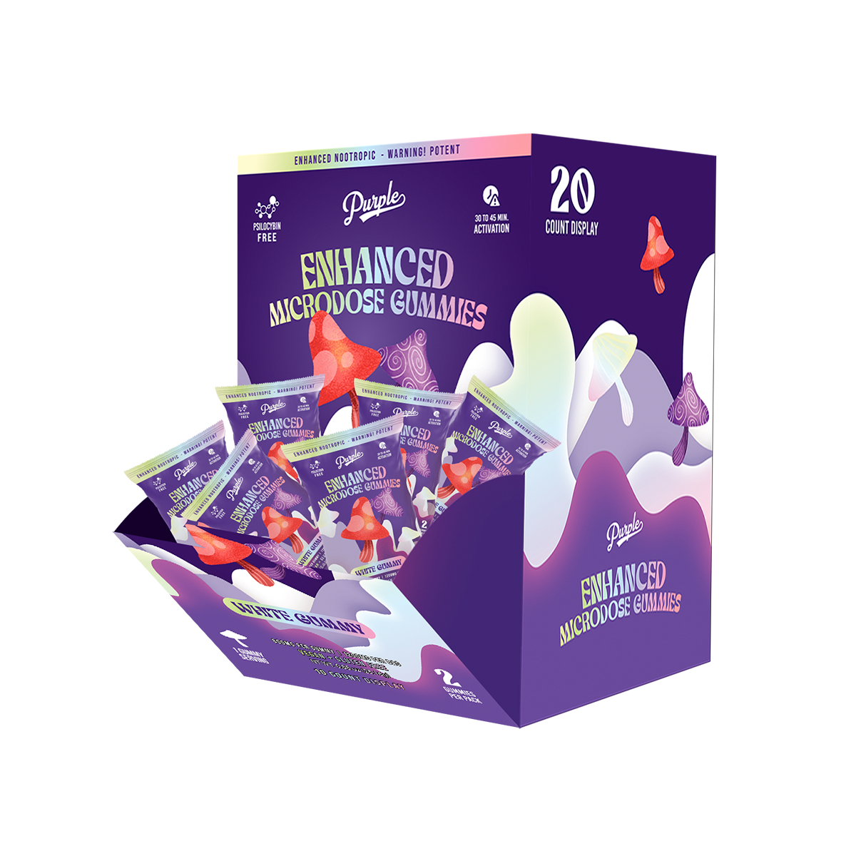 Purple Mushroom Enhanced Microdose Gummies | White Gummy
