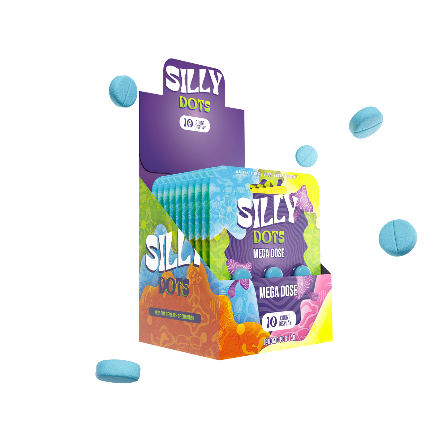 Party Pack | Silly Dots Mega Dose 1200mg Tabs | 5 Pack | 10 Count Display